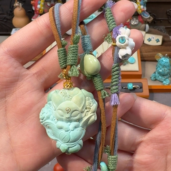 绿松石18K金镶嵌项链凤九