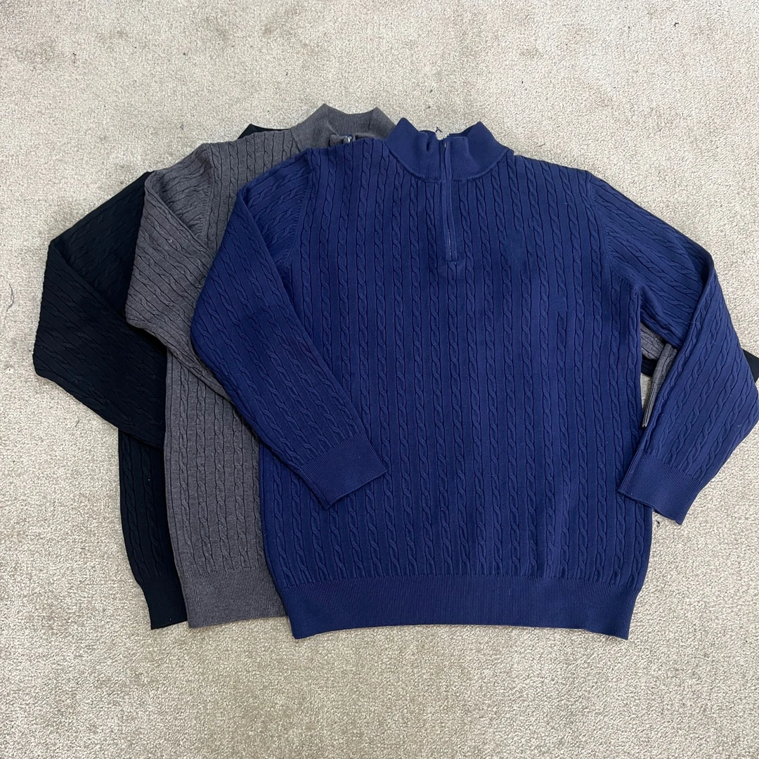 Sweet DD秋冬款三色立领高弹半拉链麻花针织衫