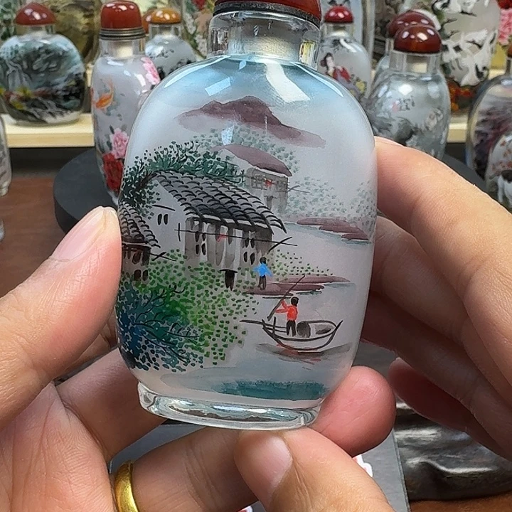 鼻烟壶内画水乡手工非遗礼品