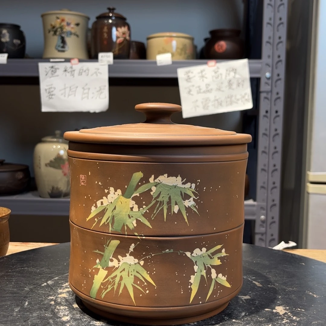 正品红泥哑光古铜色醒茶罐