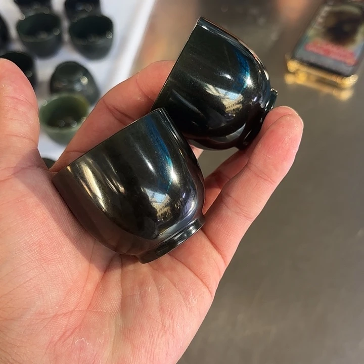 琉璃手工艺品和田玉水杯两个