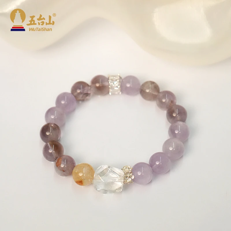 五台山九紫离火水晶手串女款单圈10mm