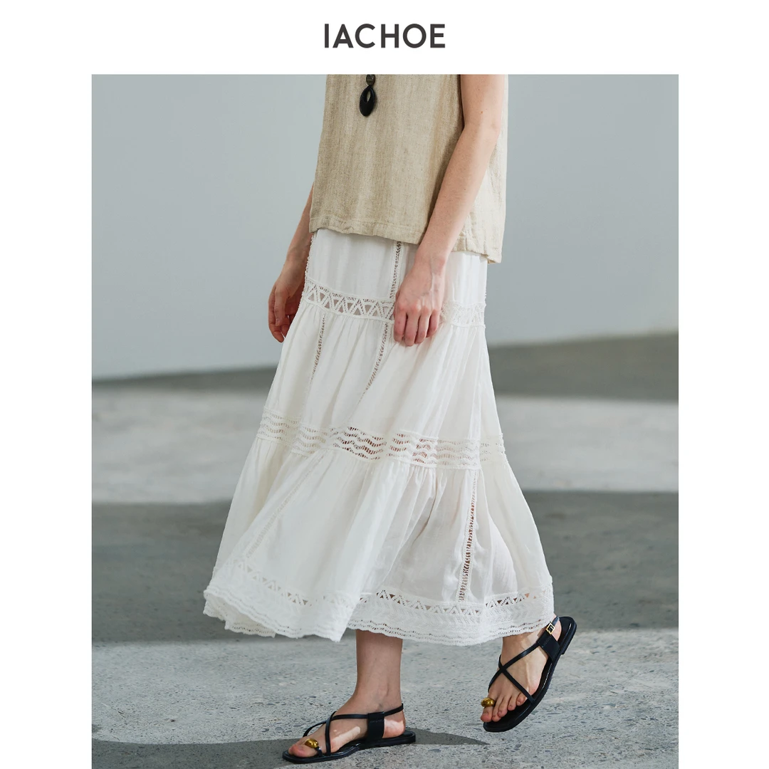 IACHOE镂空绣花半身裙3621517010