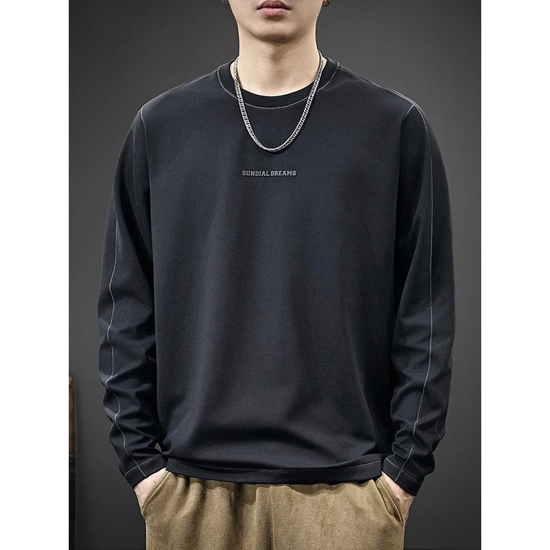 MR.MUDI/穆迪先生秋季美式拼接简约男士卫衣潮牌宽松休闲打底上衣