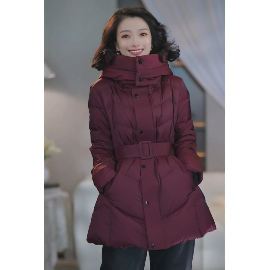 西子/【鸿姿】松花江90白鹅绒定制面料发热连帽羽绒服/YRYF0404