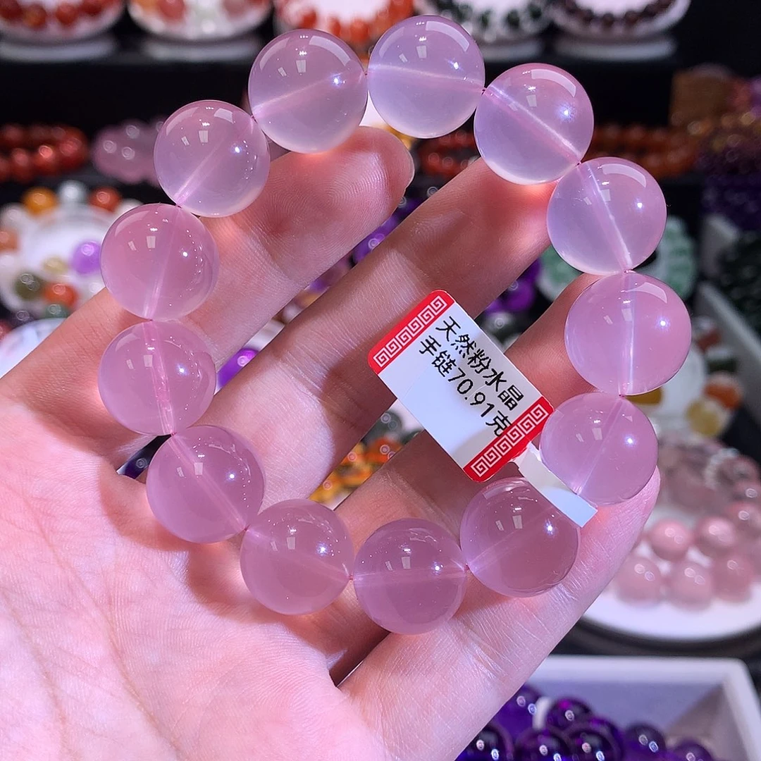 手链未镶嵌水晶莫桑比克粉晶16+