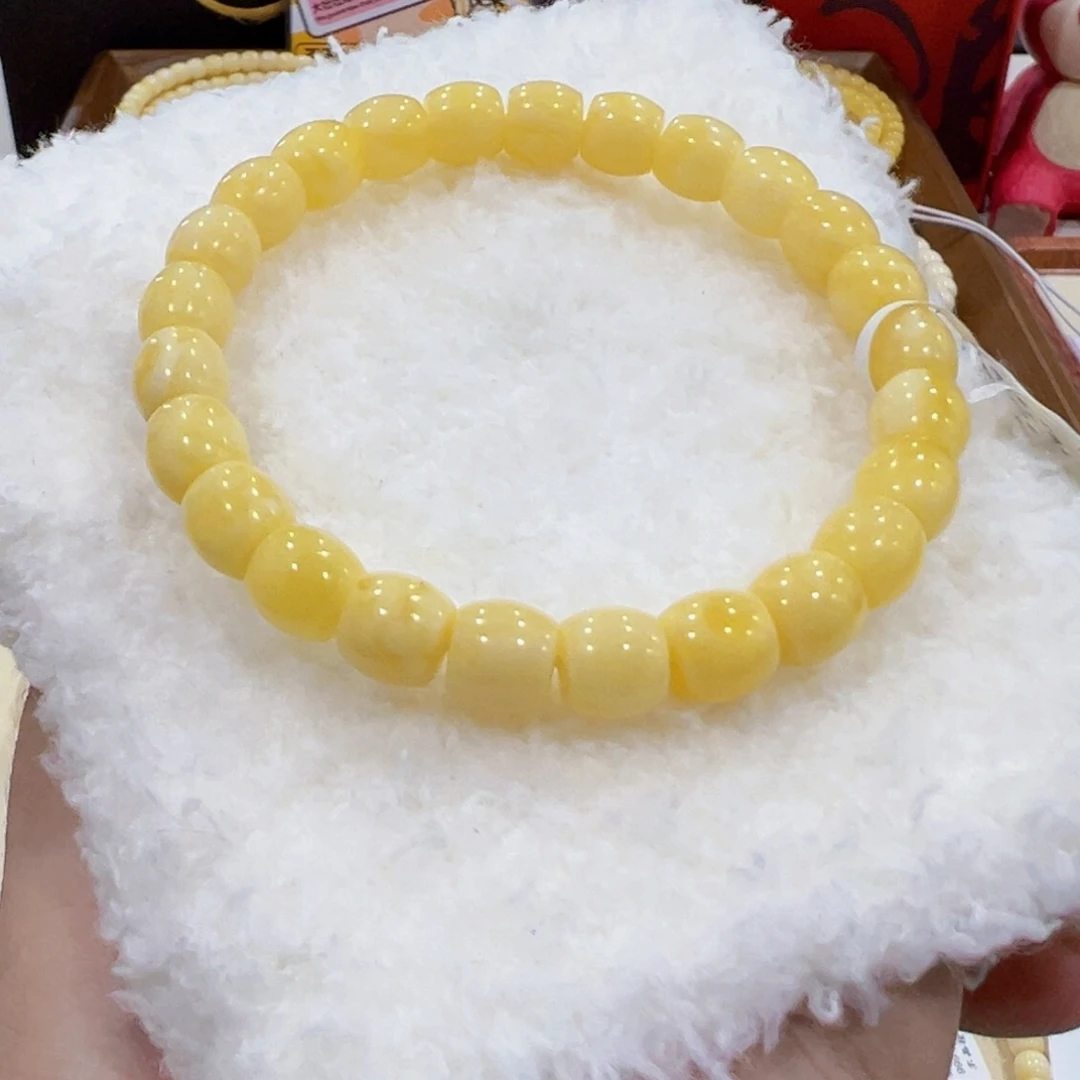 蜜蜡手链未镶嵌8m 满蜡直切全品