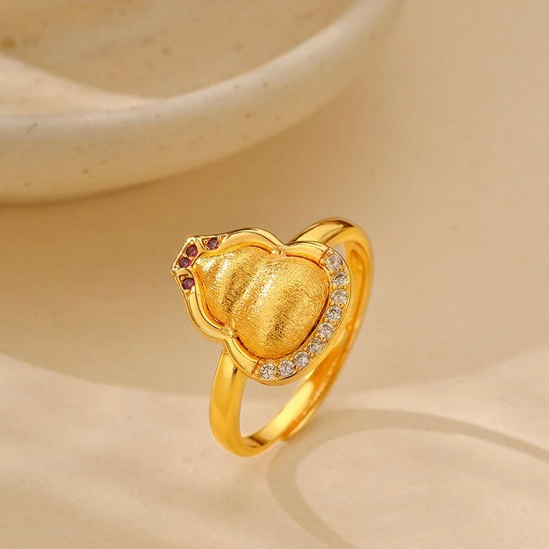 中古拉丝葫芦老钱风葫芦戒指ZD0509