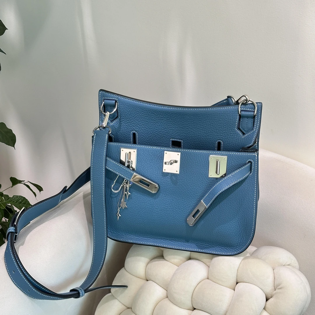 99新 Hermes/爱马仕 【老于】吉普赛28牛仔蓝银扣tc皮n单肩包