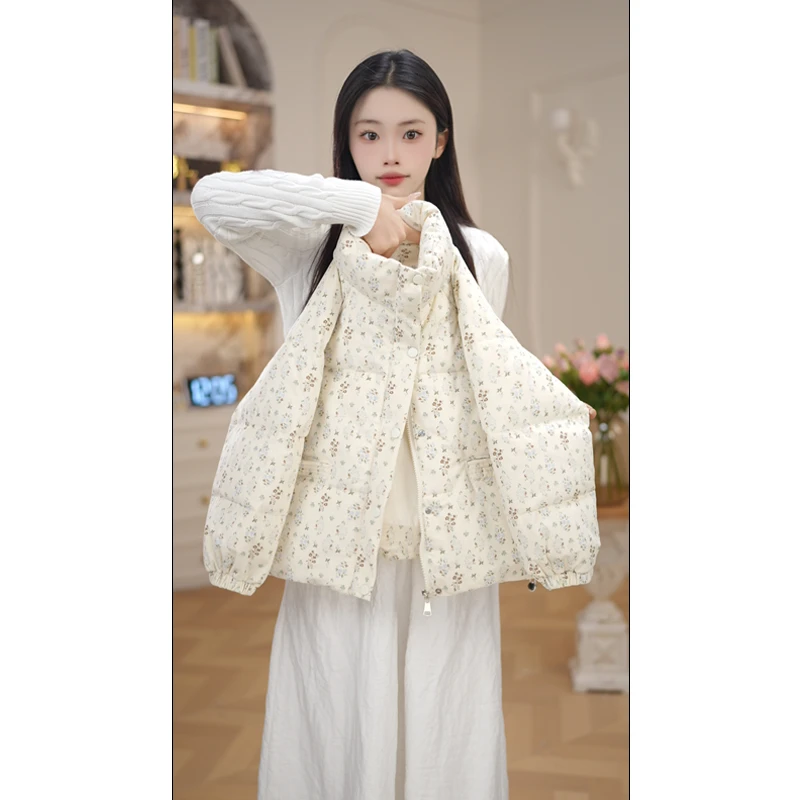 女童棉服外套冬装2025新款洋气碎花儿童女孩棉衣加绒棉袄冬季7955