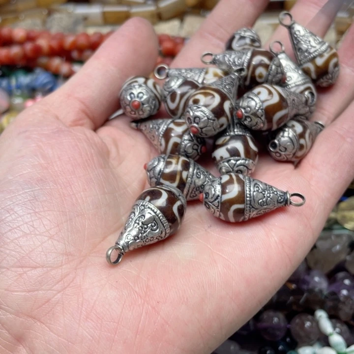 玛瑙/玉髓合金珠宝半成品4个吊坠