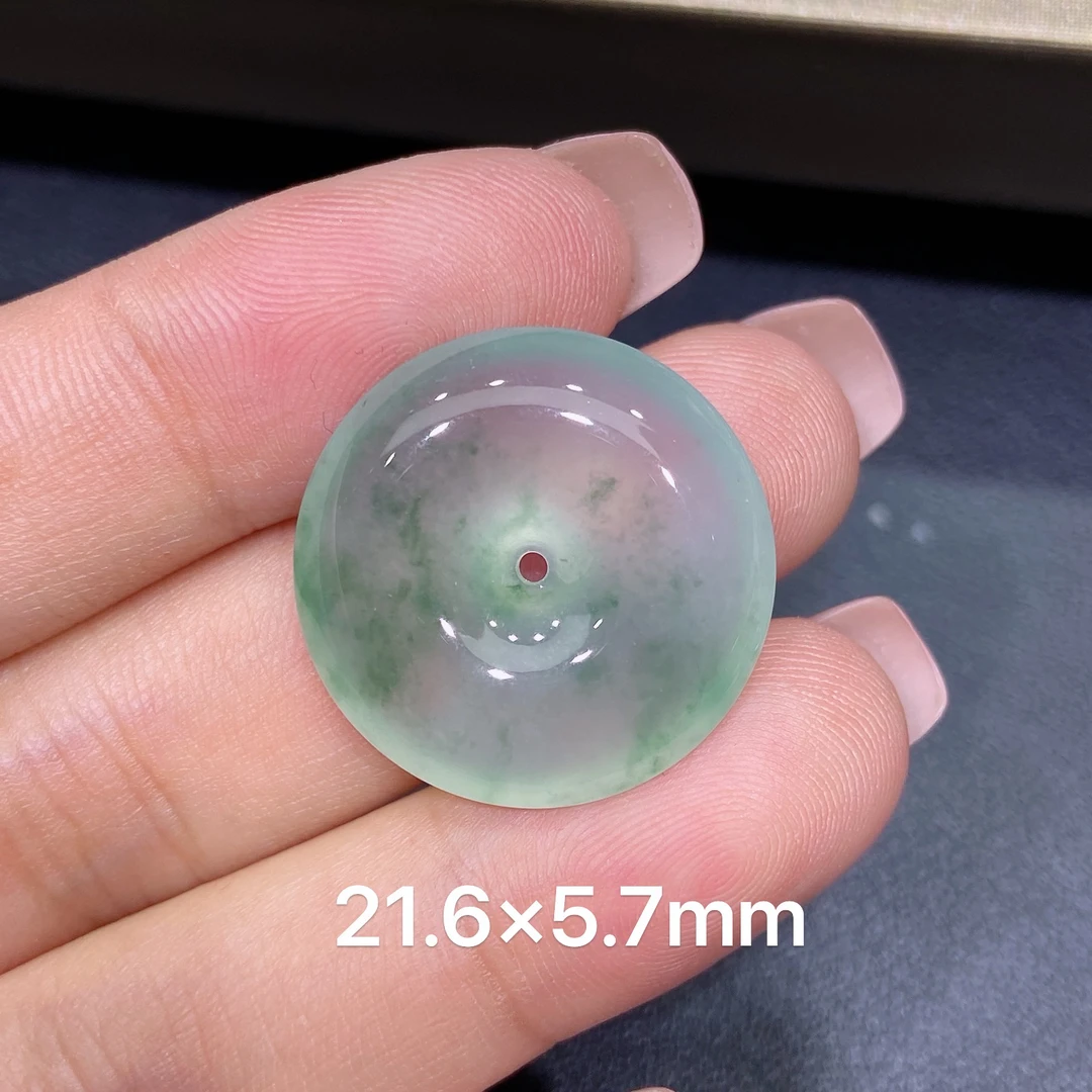缅甸天然A货翡翠 老坑冰种灵动飘花平安扣吊坠 玉质细腻 k179