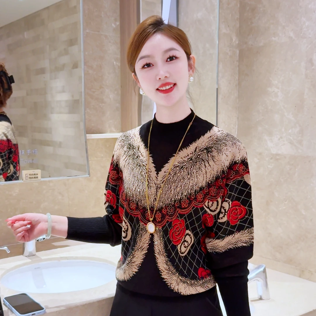 【金绒红瑰】2025秋冬新款抗起球针织毛衣含绵羊毛保暖简约套头气质