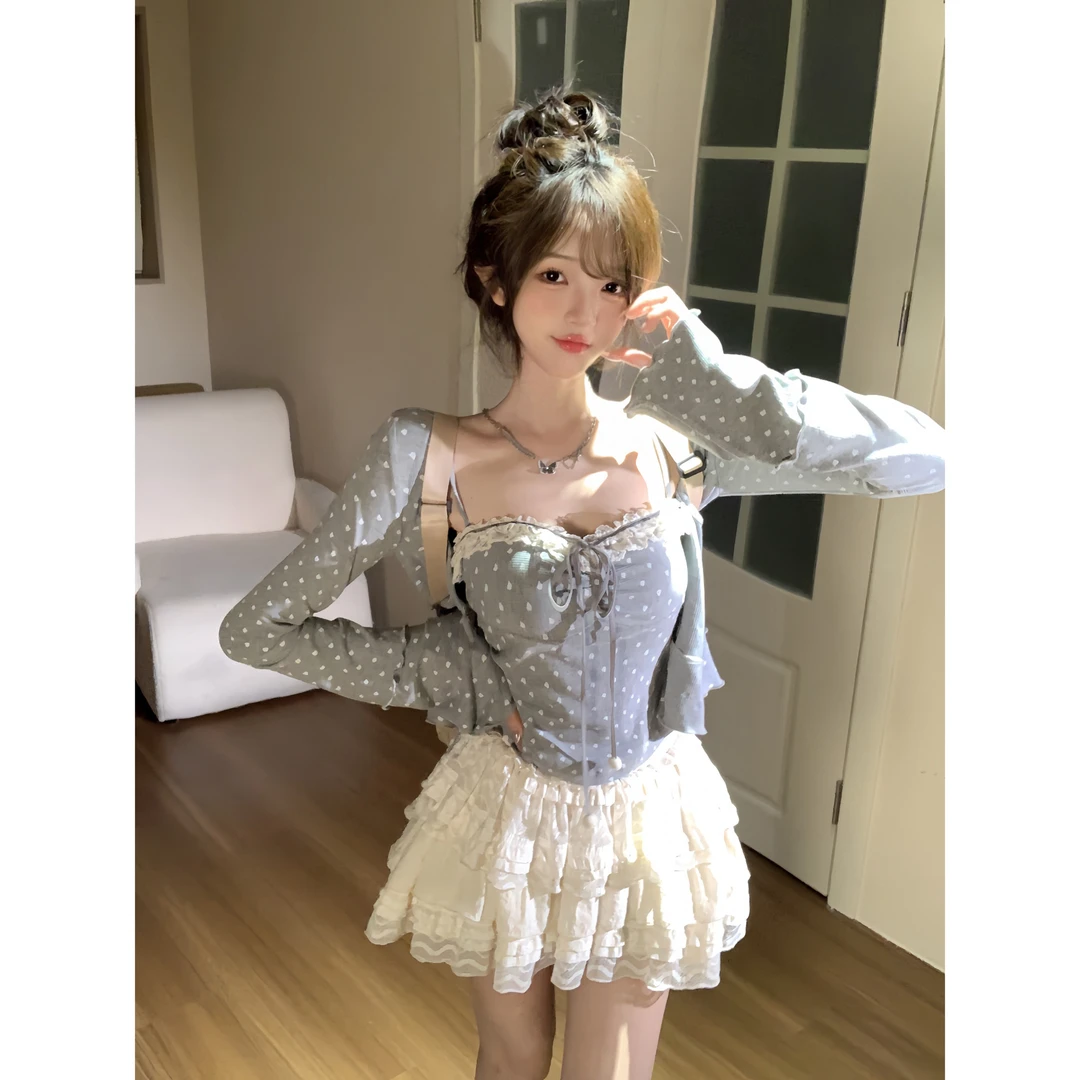 纯欲风甜美针织衫上衣两件套R3172-1W