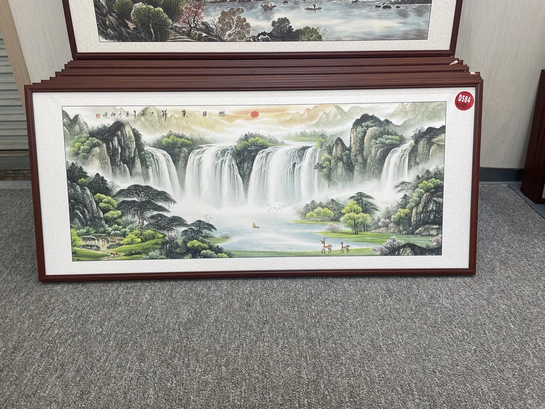 D584新中式143x63cm山水画客厅装饰画沙发背景墙挂画