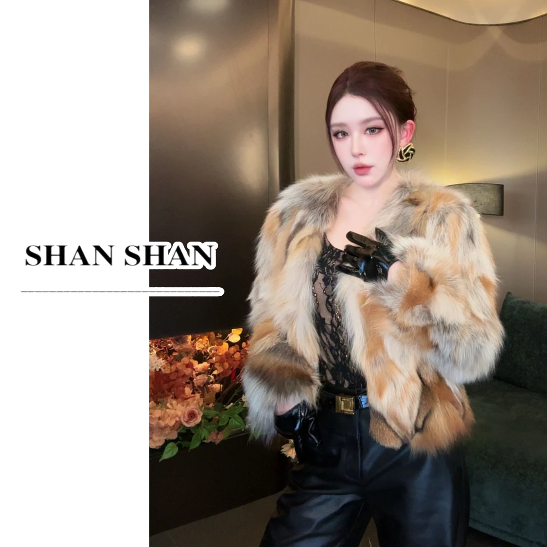 SS姗姗 秋冬时尚轻奢高端狐狸毛设计皮草外套女 51170504-5169