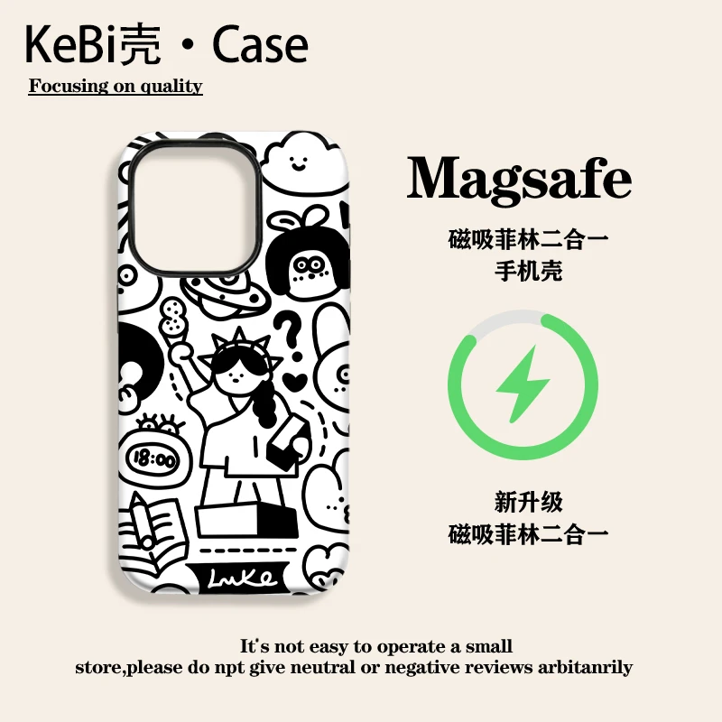 自由女神菲林磁吸二合一适用苹果16promax华为vivooppo小米手机壳