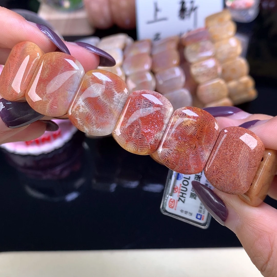 【闪购商品】颈饰未镶嵌硅化珊瑚（珊瑚玉）上新手牌红虫（7号）