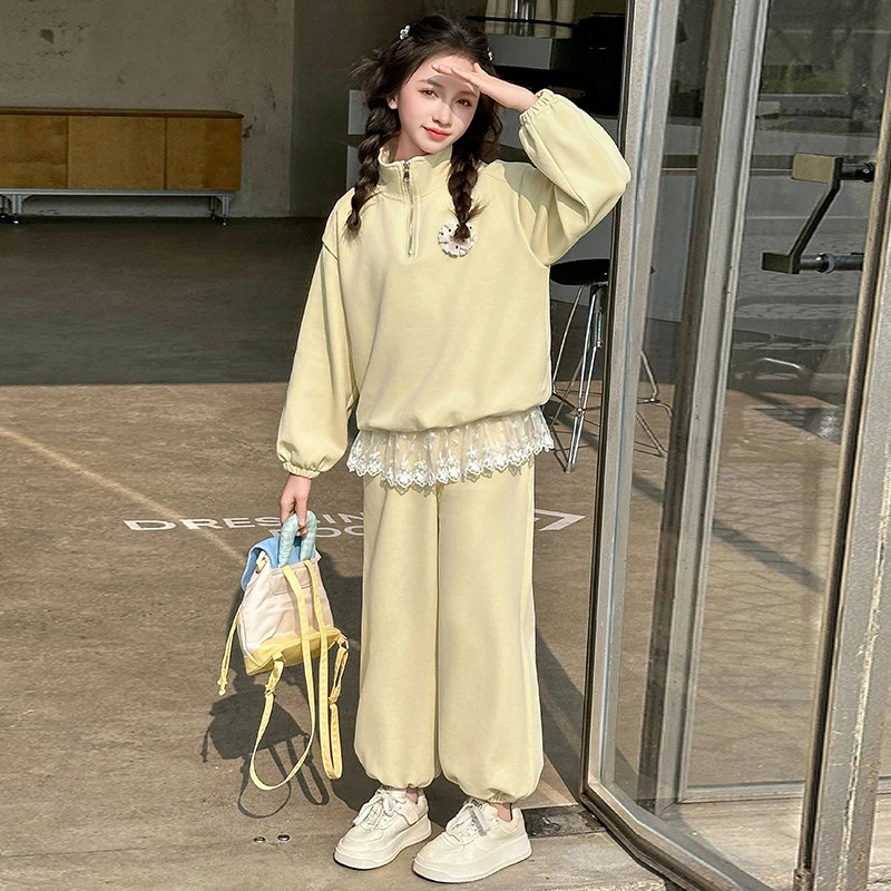 女童套装春秋款2025新款小女孩洋气春季卫衣两件套女大童时尚春装