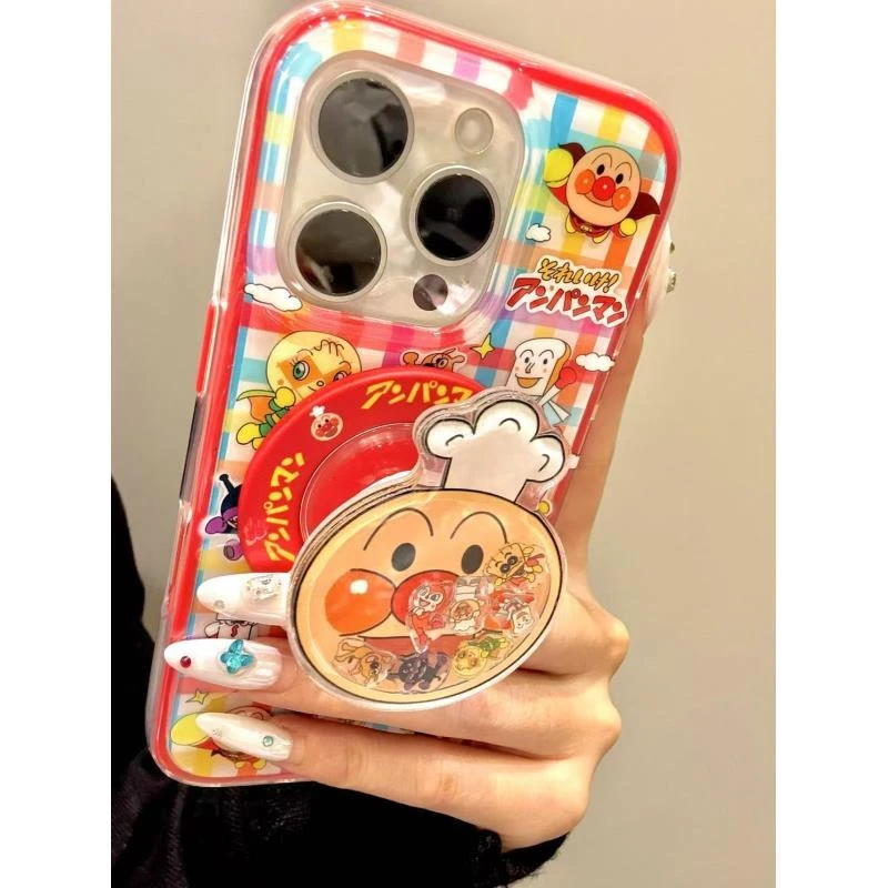 日系卡通彩色格纹面包超人摇摇乐适用iphone16promax苹果15手机壳