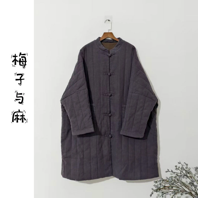 【大梅子推荐】设计款亚麻盘扣棉服MQ7288（衣长96胸围160）