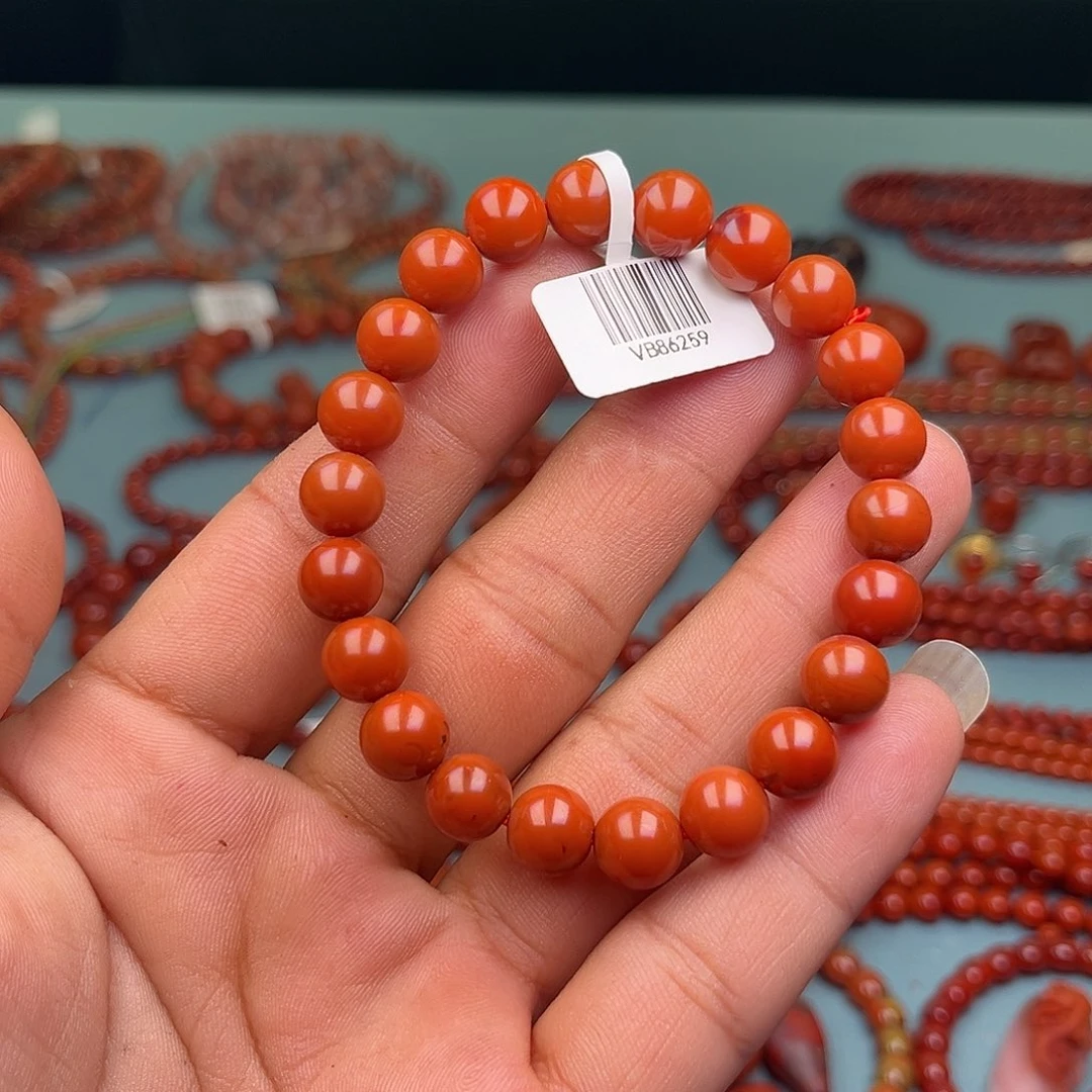 南红玛瑙未镶嵌手链柿子红卡9