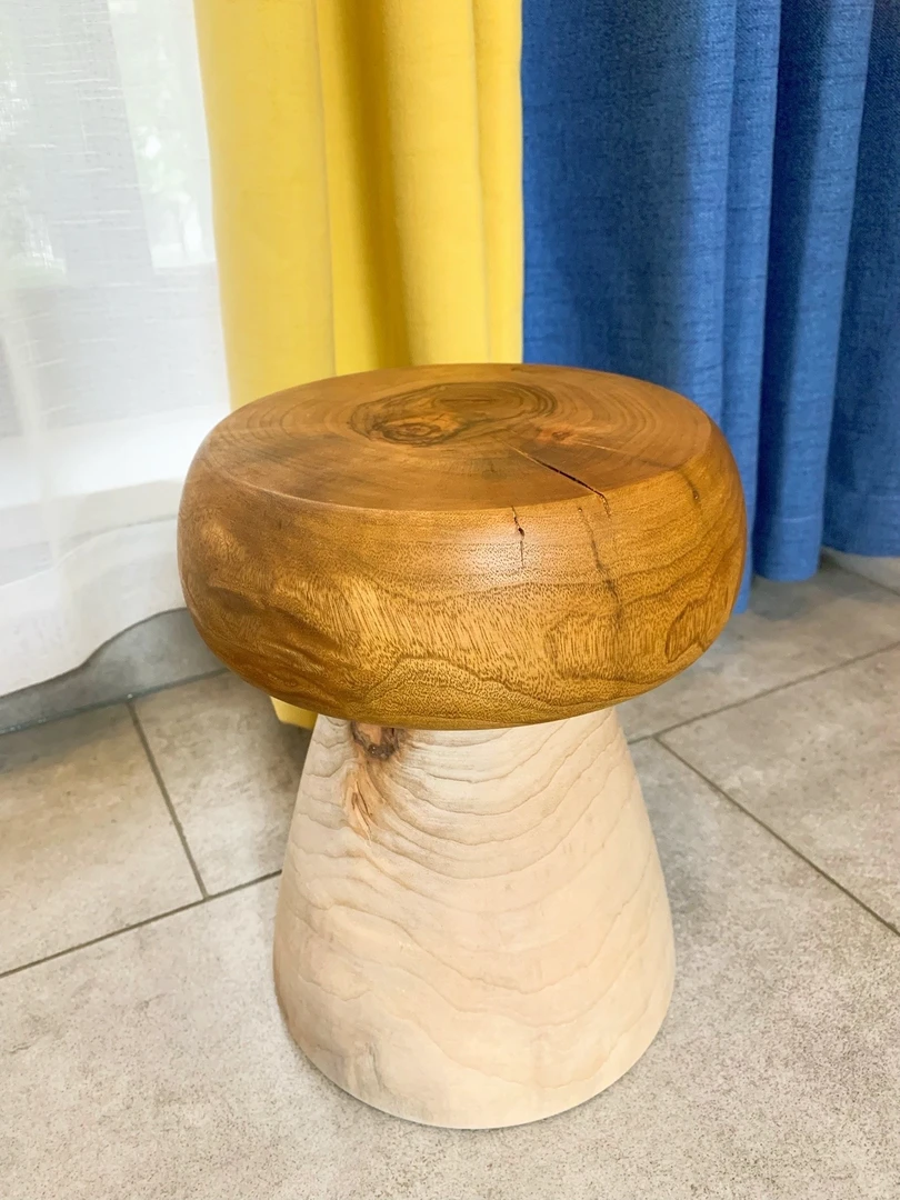原木风侘寂风蘑菇凳换鞋凳原木整切