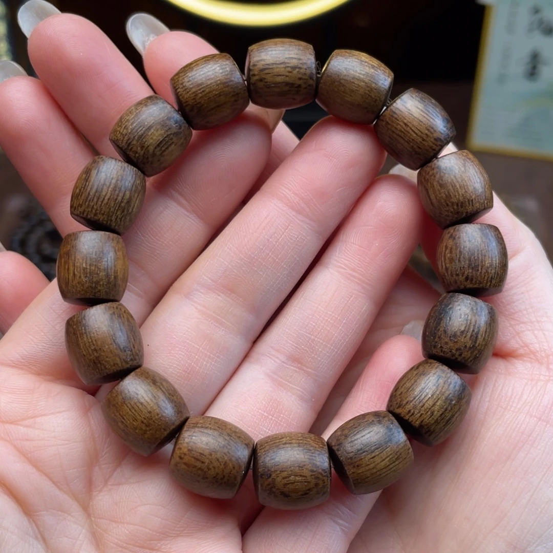 沉香手串芽庄白棋楠1.2桶珠单圈