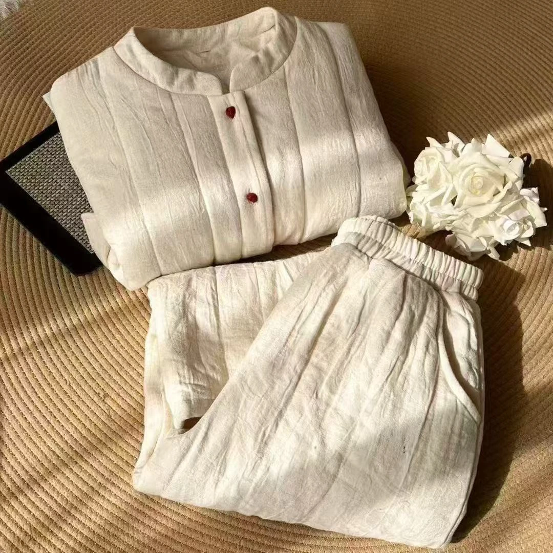 【老钱主义】原创设计新中式加厚显瘦保暖女士休闲睡衣棉袄棉裤