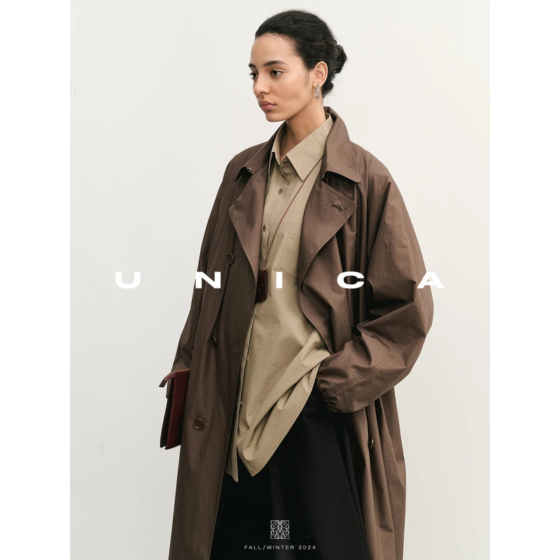 UNICA/博主凹造型_Clean Fit穿搭进口棉宽松慵懒长款风衣外套