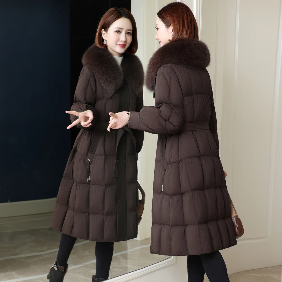 2025冬季新款羽绒服女长款过膝气质减龄中老年妈妈鹅绒服保暖外套