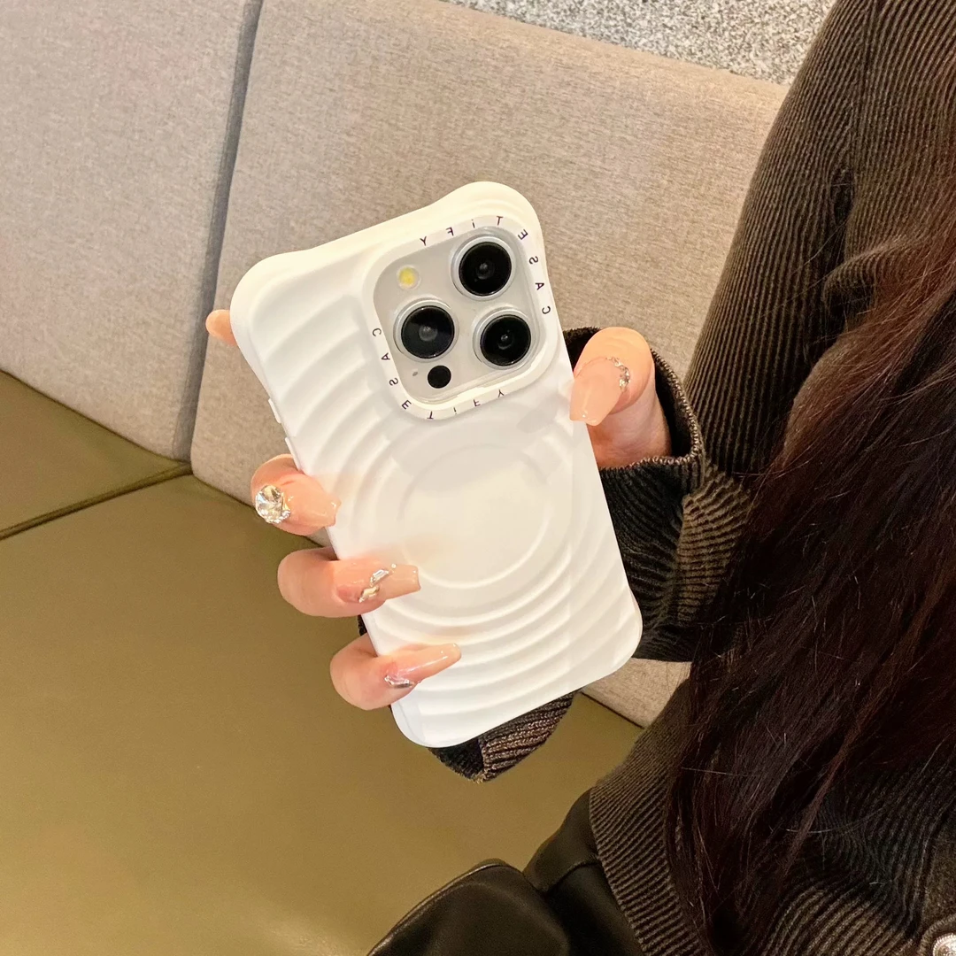 （露丝同款）简约高级磁吸纯色波漾手机壳适用苹果16/15/14/13系列