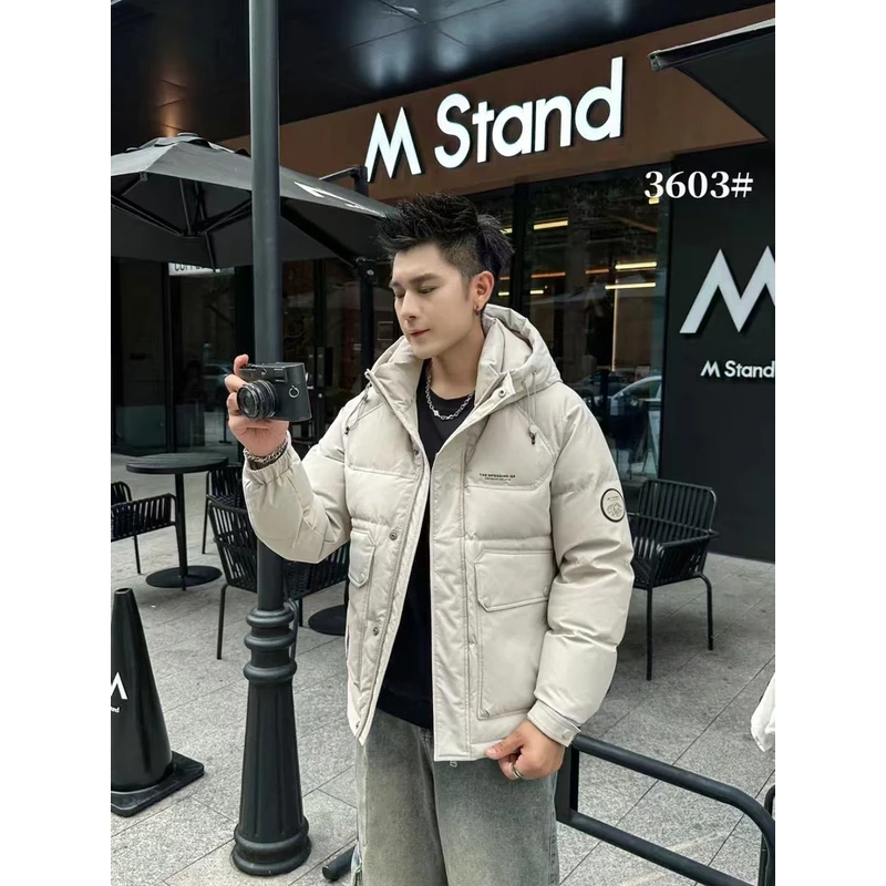 冬季新款潮流男士连帽抗寒加厚保暖防寒外套--3603