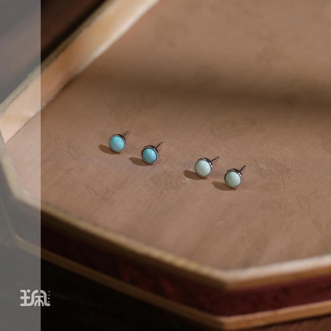 吟犀|绿松石*耳钉*S925银镶嵌CYA24122513多样性发其一