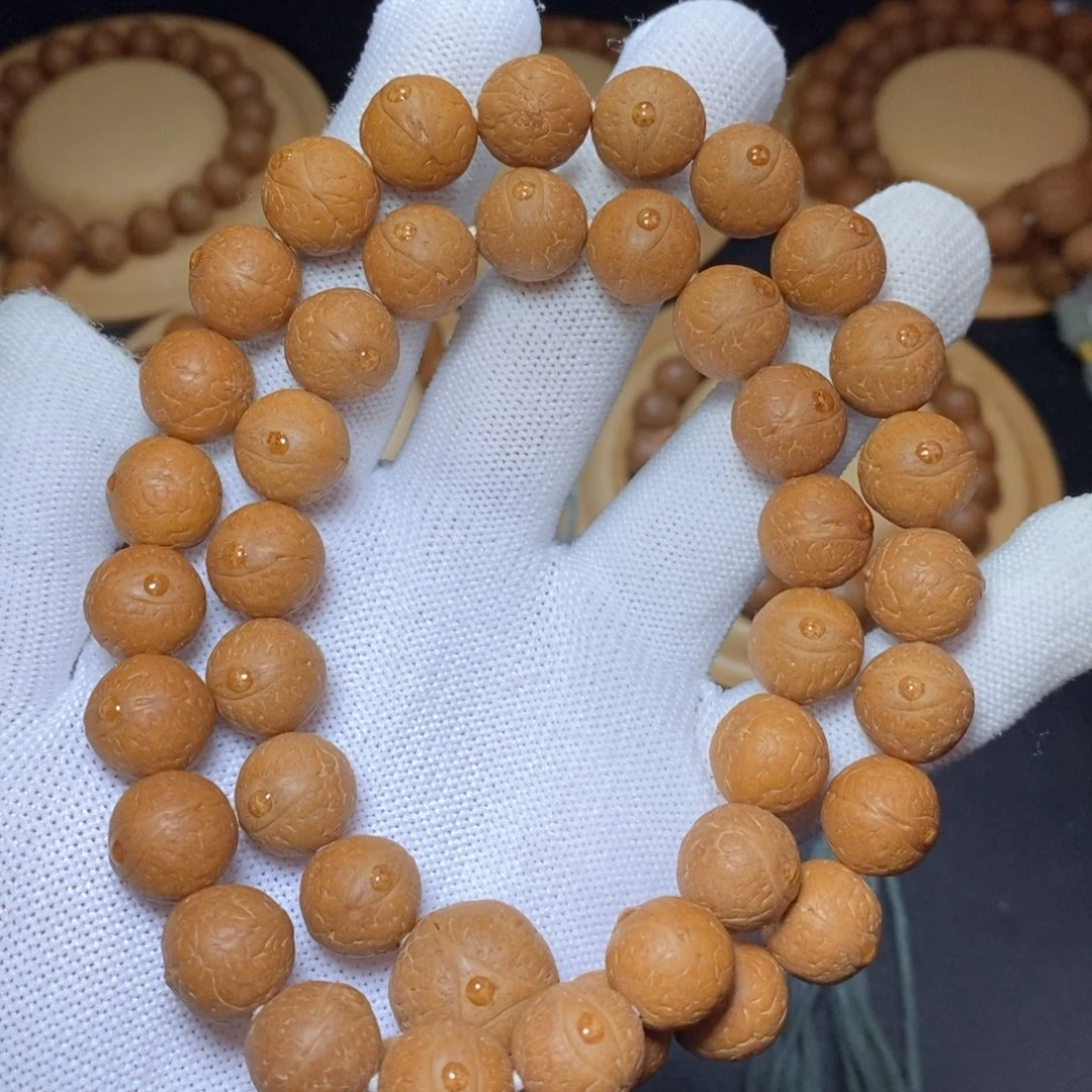 吊坠凤眼菩提12.5mm新籽果冻皮 圆桩双圈手持36颗