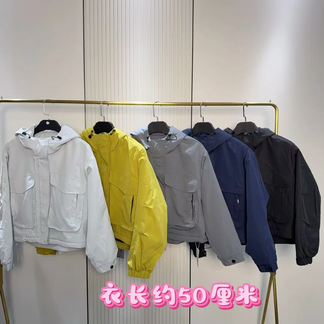 5633-1大方兜拉链连帽薄棉外套
