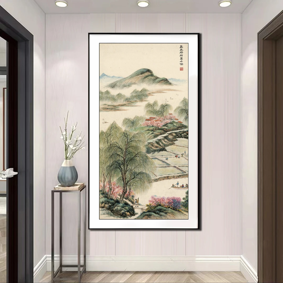 【新疆长绒棉绣布】6855春风杨柳万千条十字绣大格55x108cm满绣52色