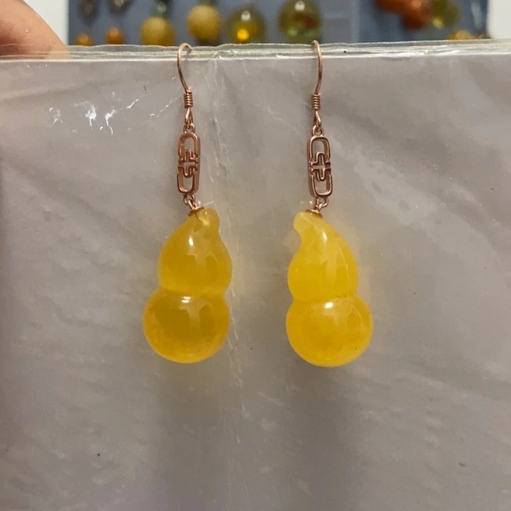 蜜蜡耳饰银S925镶嵌东**姐蜜蜡