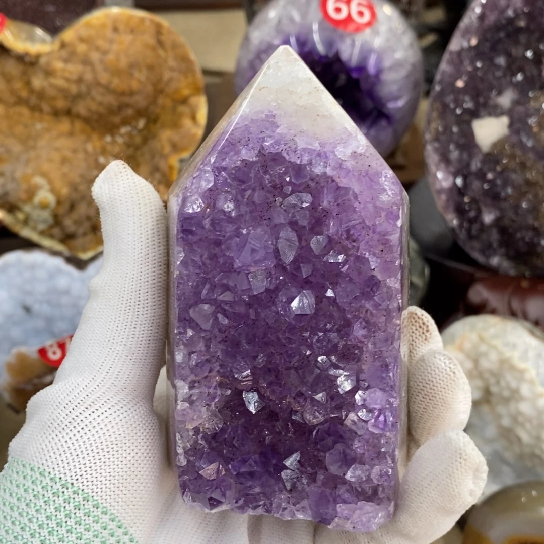 水晶紫晶柱子未镶嵌