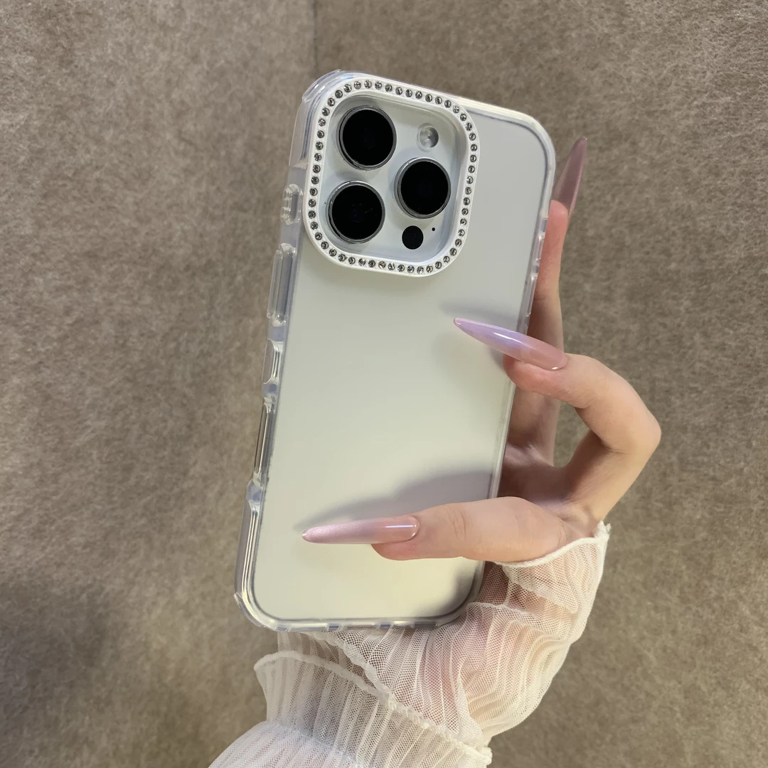 高级闪钻镜头适用苹果17promax手机壳磨砂16透色15全包14卡通13女