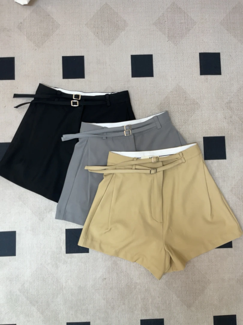 慵懒风常规款INS风高腰短裤裤子休闲裤显瘦纯色