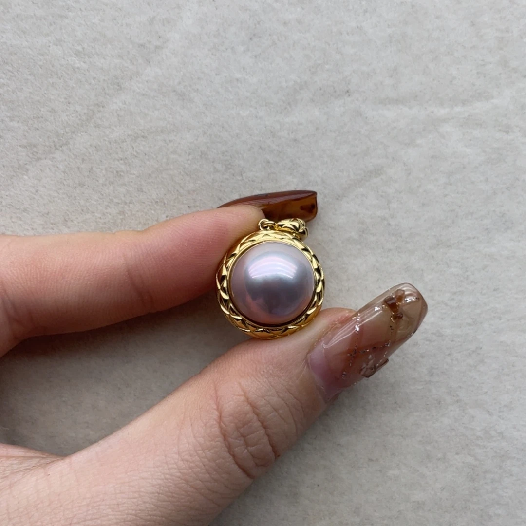 银S925镶嵌拼合珍珠（马贝珠）颈饰D33