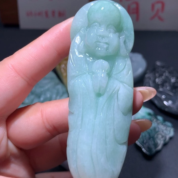 翡翠未镶嵌颈饰保真天然A货翡翠