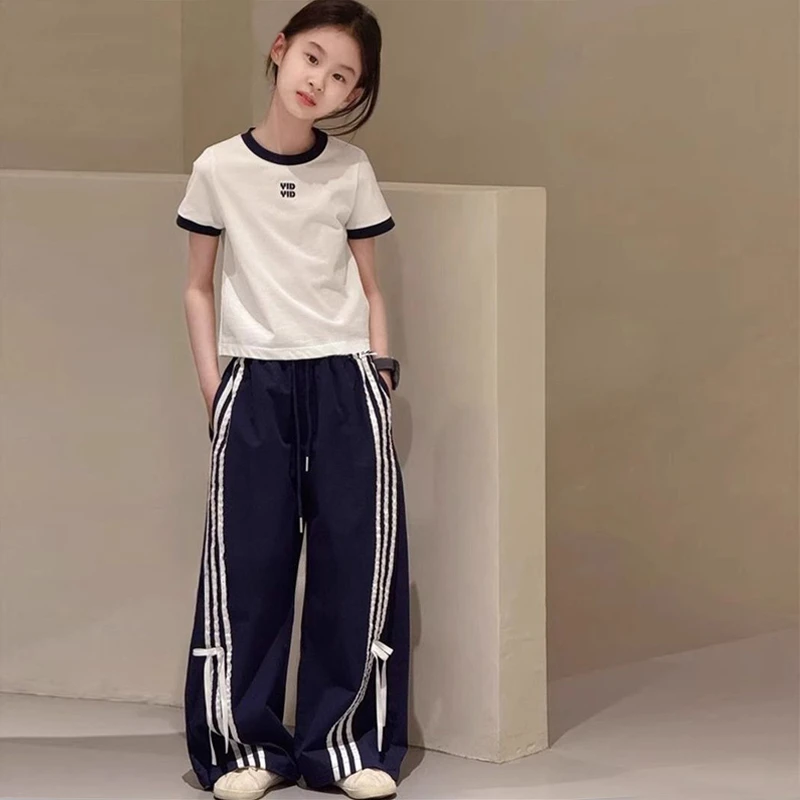 女童夏装套装薄款2025新款洋气时髦女孩阔腿裤两件套高级感爆款潮