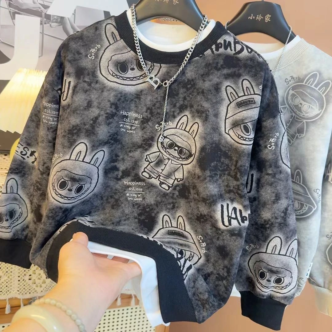 男童卫衣春秋款2025新款时尚春装中大童春季炸街上衣打底衫洋气