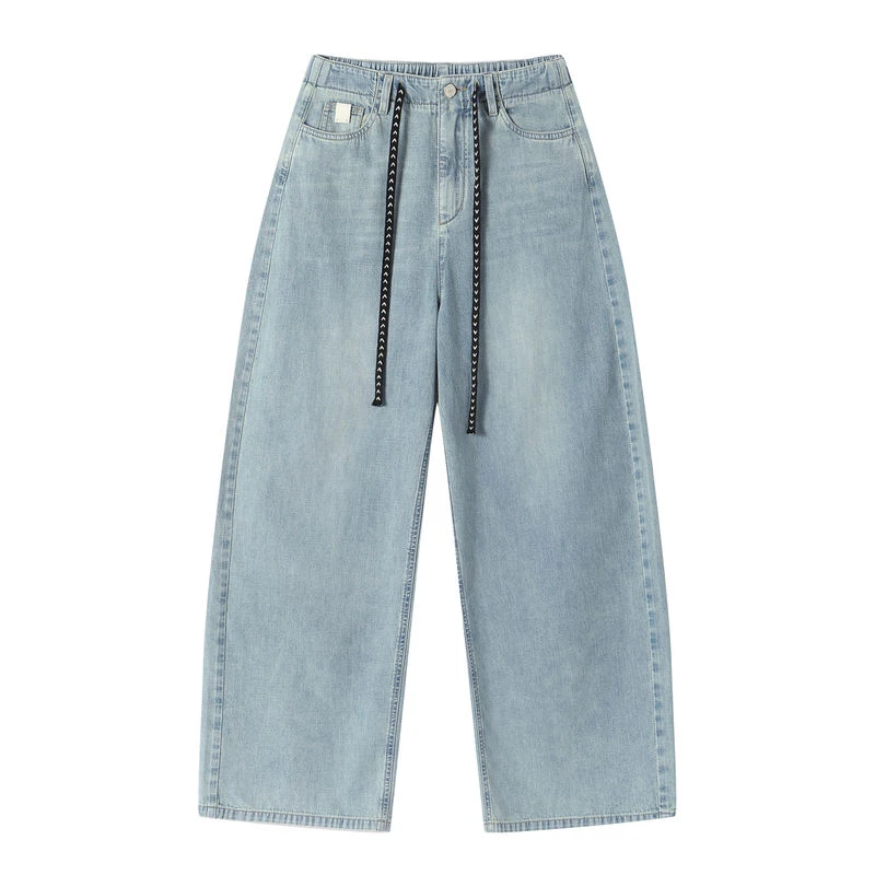 【茉舍】REREK 复古做旧抽绳软垂刺绣长裤 R25B04230108-899