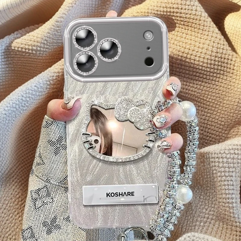 全包摄像头苹果17手机壳苹果17Air水钻KT猫镜子iPhone17ProMax软