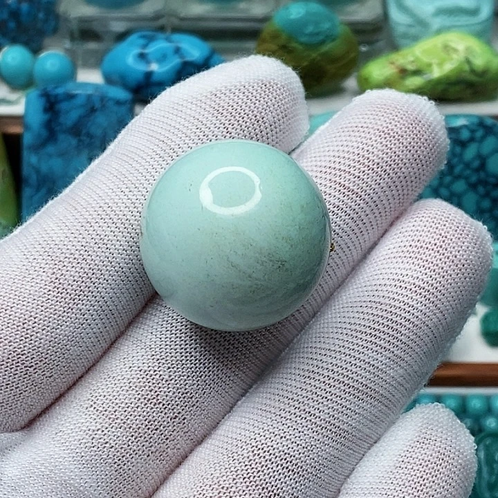 绿松石银S925镶嵌天然原矿 地大质检