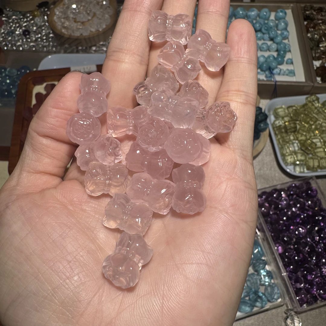 全净无纹粉水晶并帝莲单颗价宽11-12长17mm