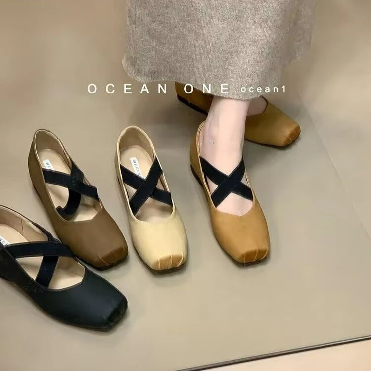 法式复古玛丽珍女鞋2025新款方头浅口单鞋内增高小皮鞋芭蕾舞鞋子